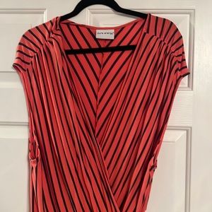 Midi faux wrap cap sleeve dress